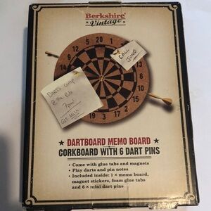 Dartboard memo board, cork, 6 darts ,